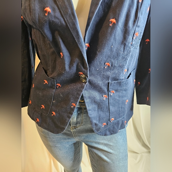 Modcloth Legendary Lifestyle Umbrella Blazer Cotton Blend Size 16 3/4 sleeve - Picture 4 of 10